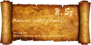 Mancsu Szíriusz névjegykártya
